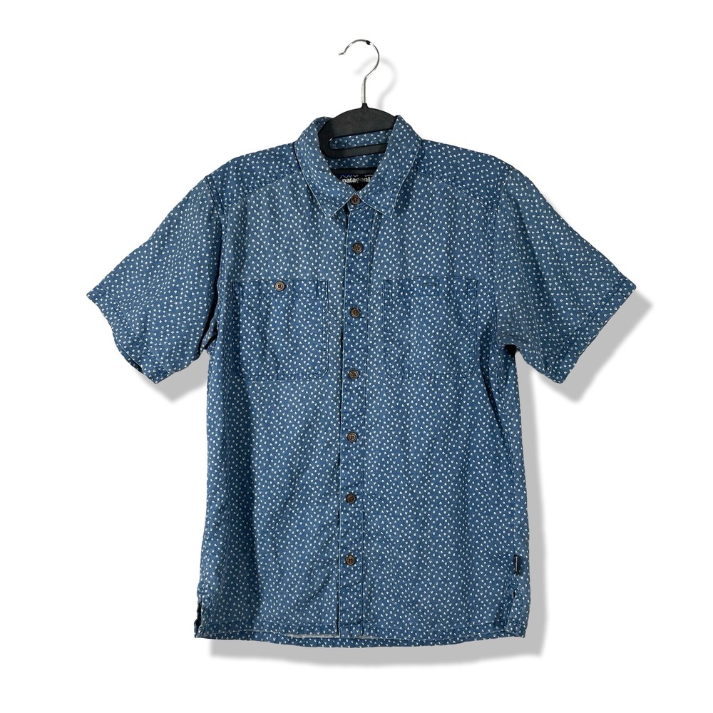 Patagonia Back Step Button Down Mens XS Blue Hemp Blend Gorpcore Outdoor